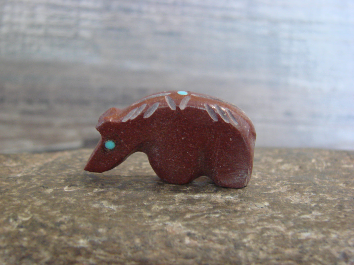 Native American Zuni Indian Hand Carved Pipestone Bear Fetish - B. Phillips
