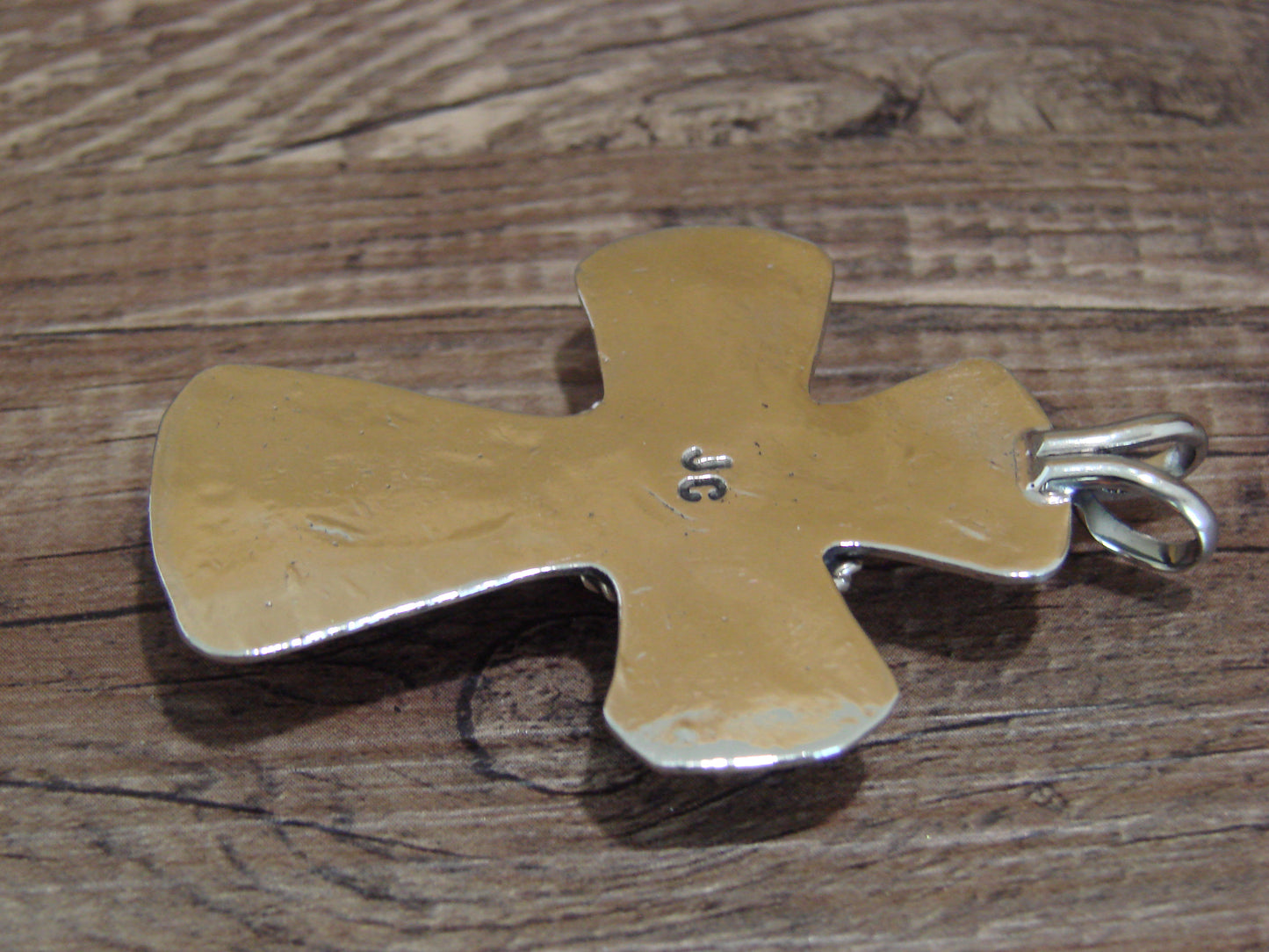 Navajo Indian Nickel Silver & Turquoise Cross Pendant - Cleveland