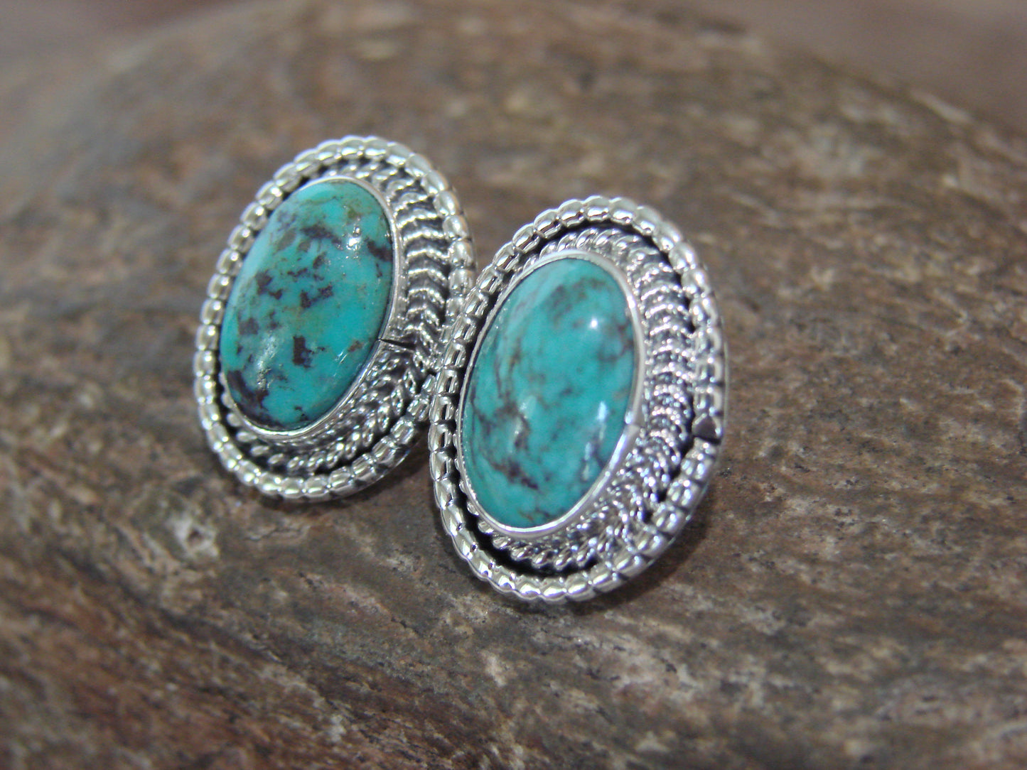Native American Sterling Silver & Turquoise Post Earrings by Largo