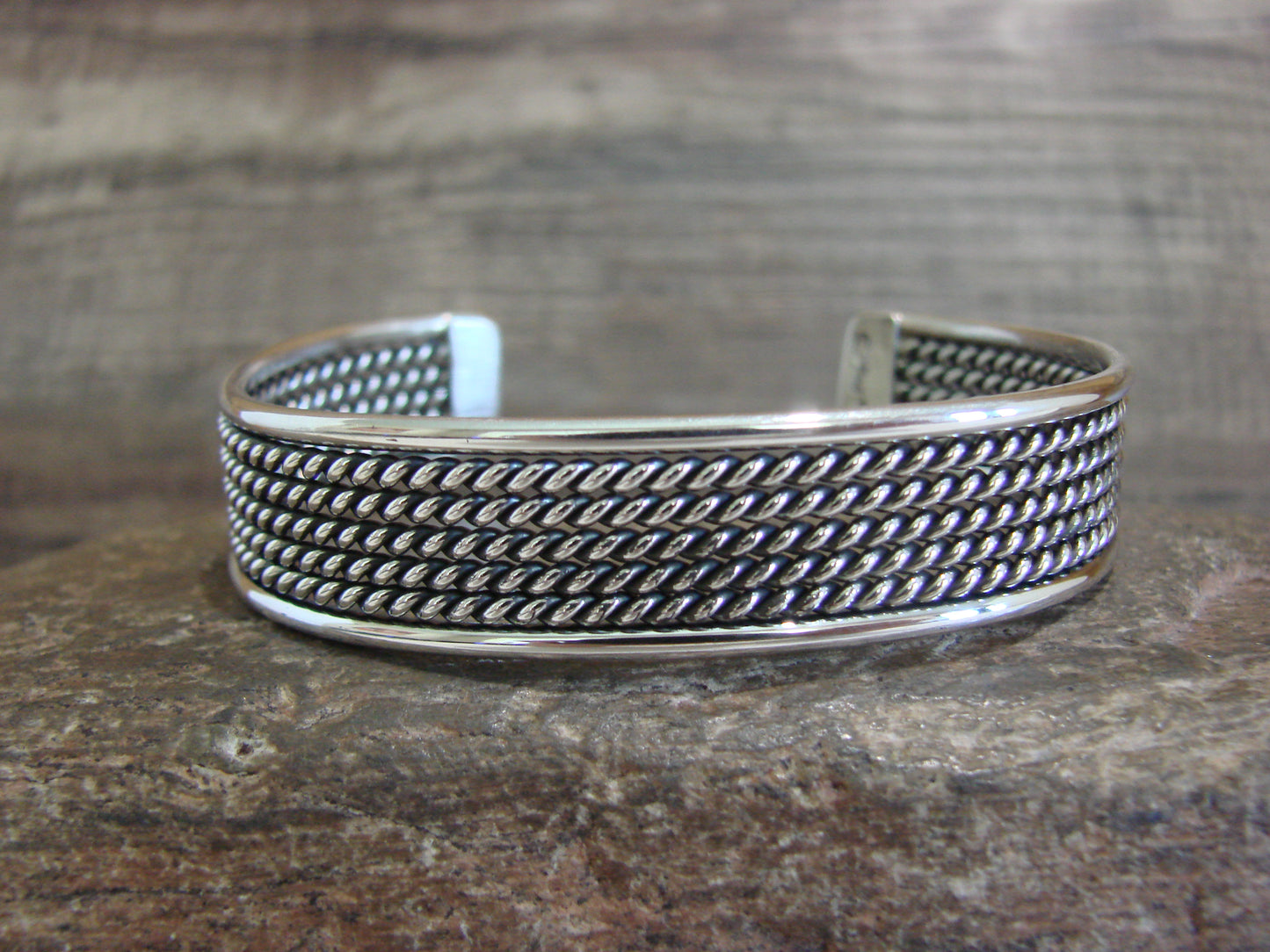 Native American Twisted Sterling Silver Bracelet Cuff by Tahe