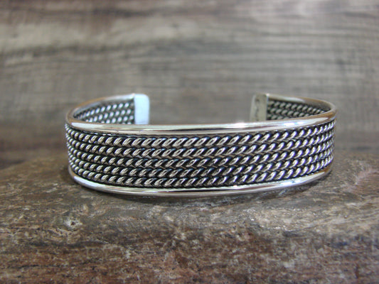 Native American Twisted Sterling Silver Bracelet Cuff by Tahe