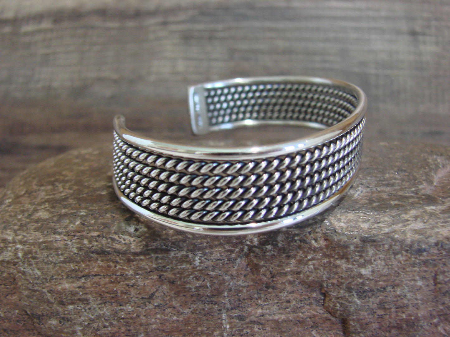 Native American Twisted Sterling Silver Bracelet Cuff by Tahe