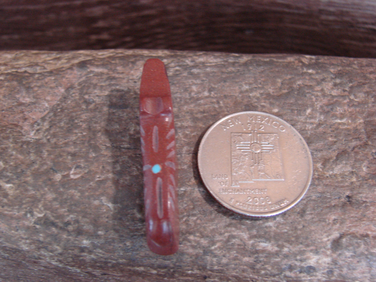 Native American Zuni Indian Hand Carved Pipestone Bear Fetish - B. Phillips