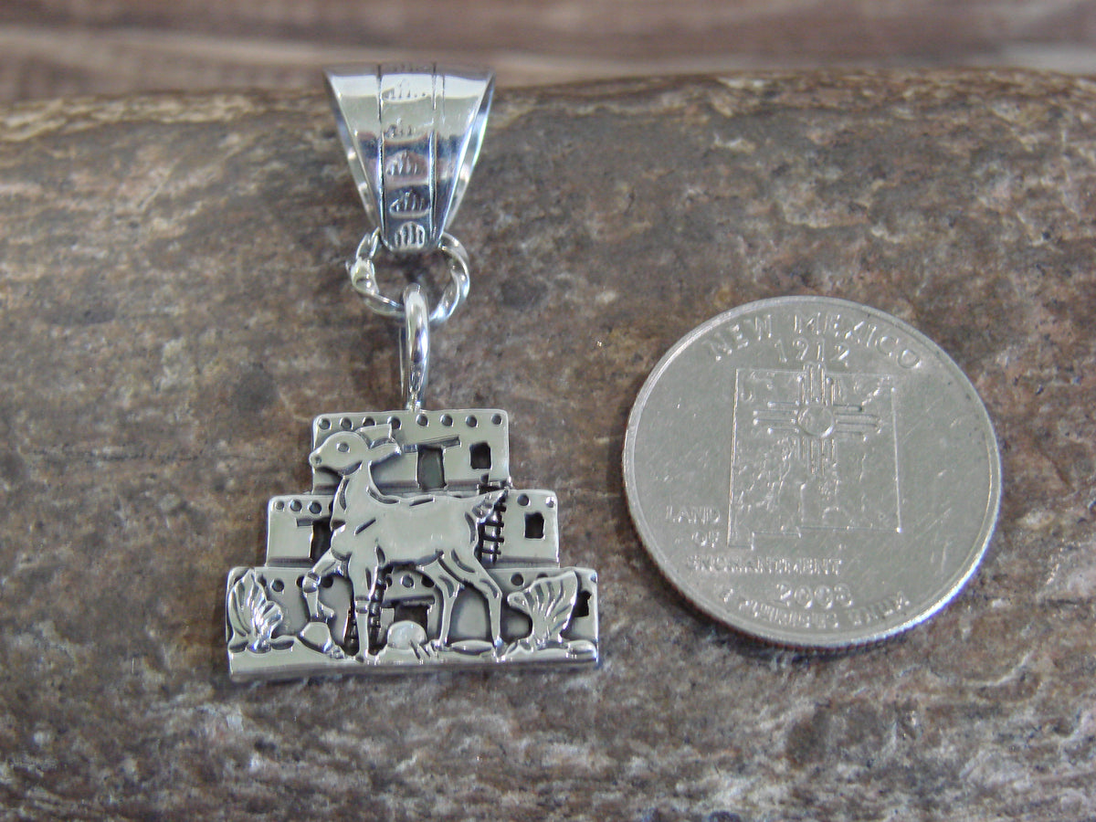 Native American Sterling Silver Deer Pendant by Wood