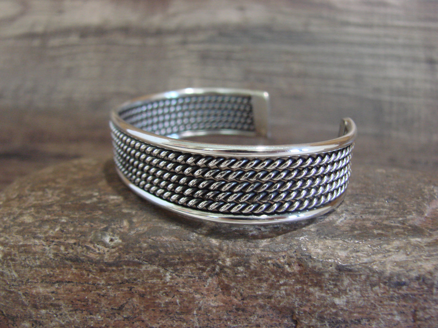 Native American Twisted Sterling Silver Bracelet Cuff by Tahe