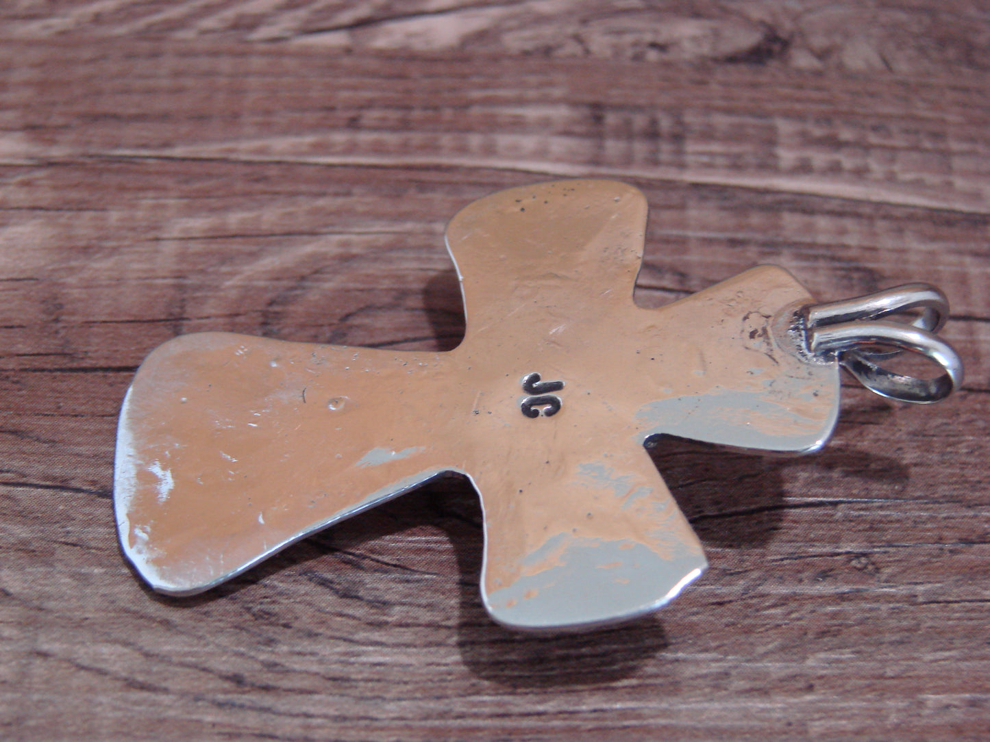 Navajo Indian Nickel Silver & Turquoise Cross Pendant - Cleveland