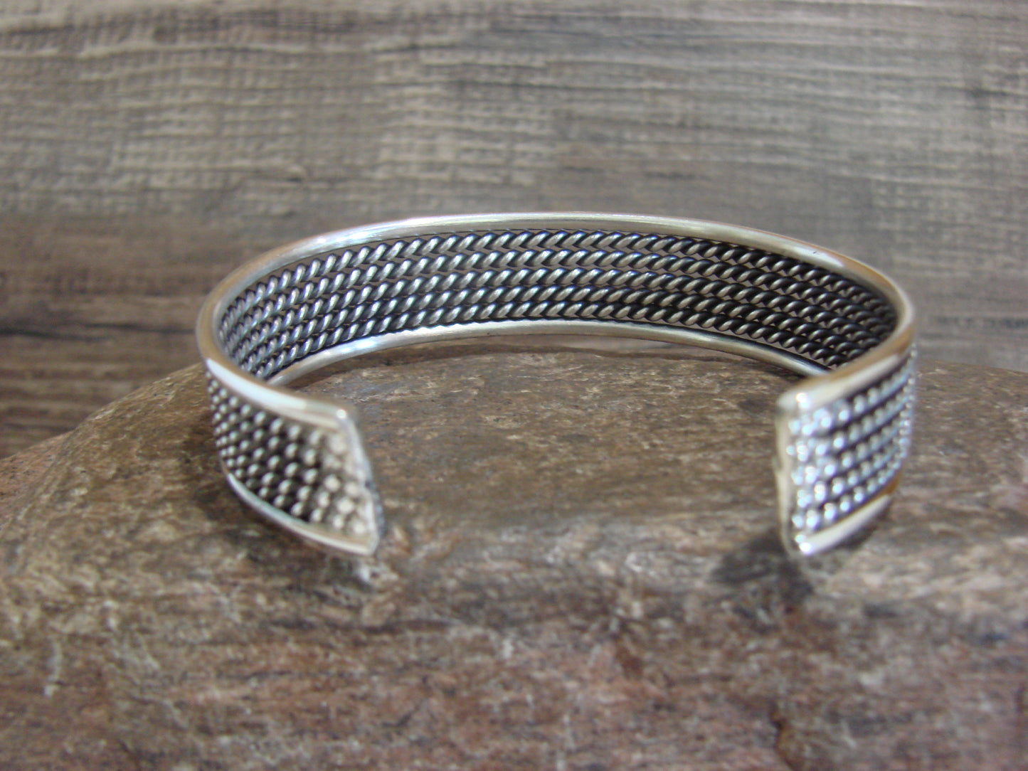 Native American Twisted Sterling Silver Bracelet Cuff by Tahe
