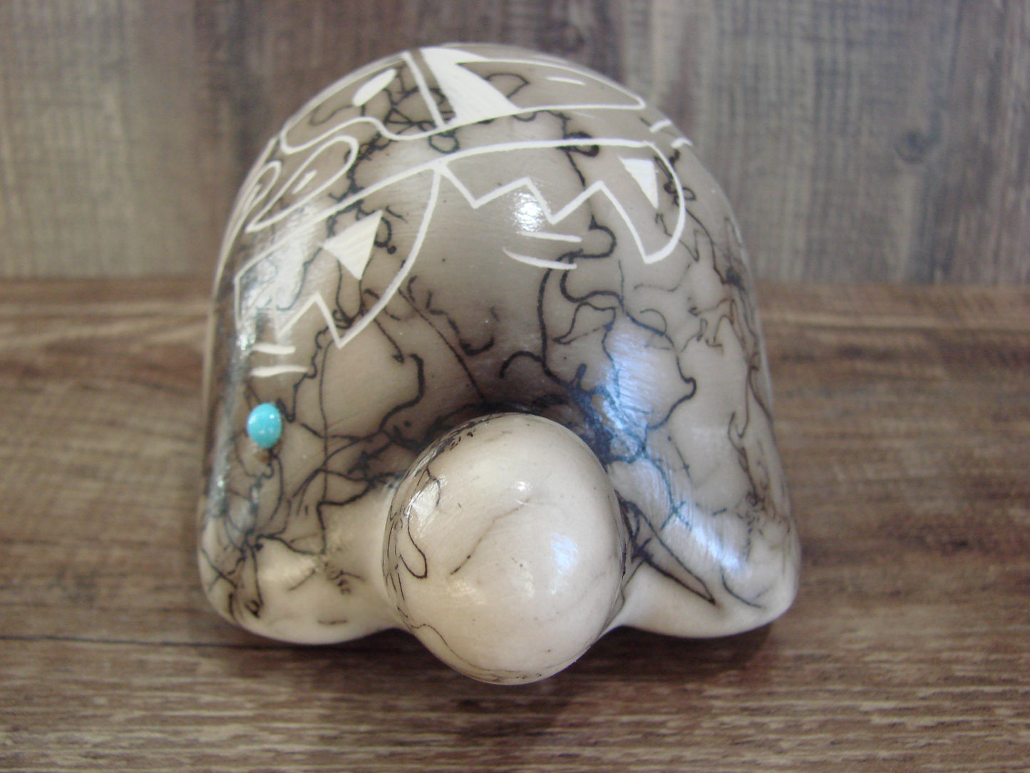 Native American Navajo Indian Pottery Horse Hair Turtle Sculpture by Vail