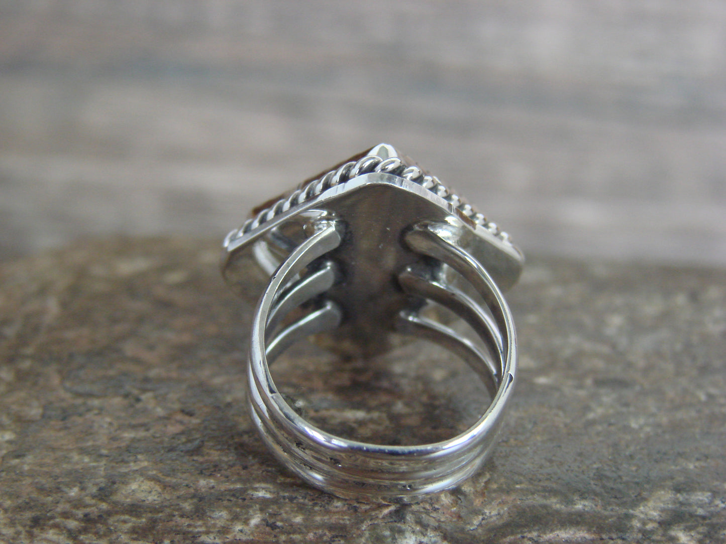 Native American Sterling Silver & Turquoise Dice Ring by Bahe- Size 4.5