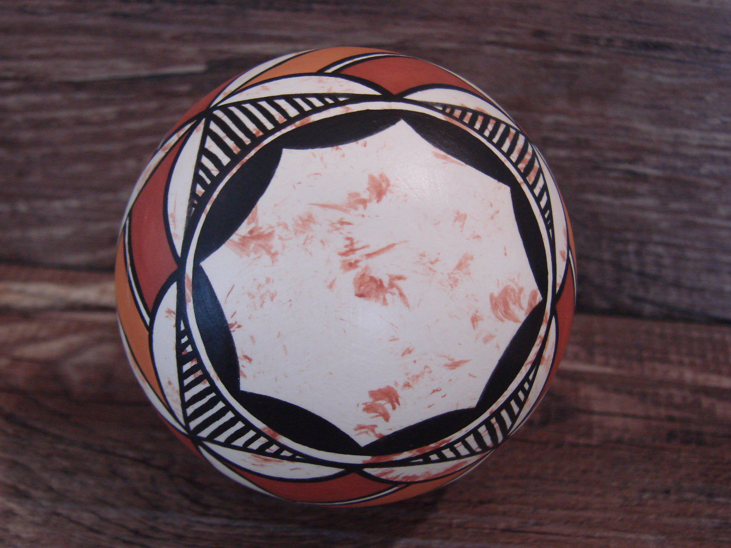 Native American Acoma Indian Hand Painted Fine Line Ornament by T. Sal