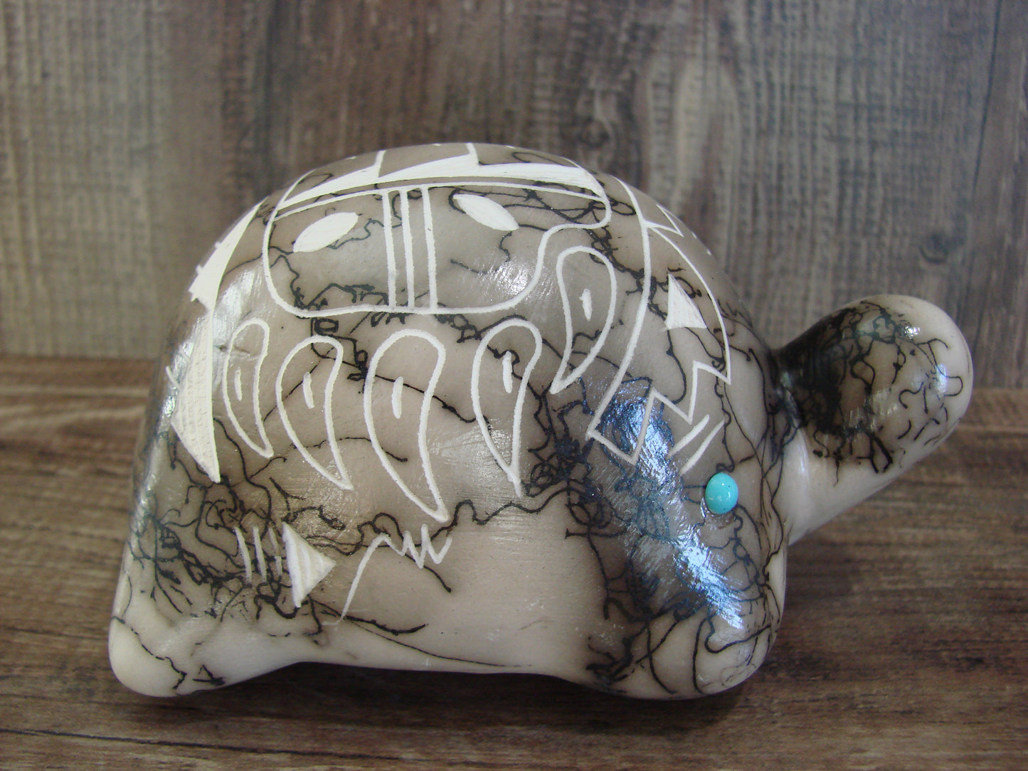 Native American Navajo Indian Pottery Horse Hair Turtle Sculpture by Vail