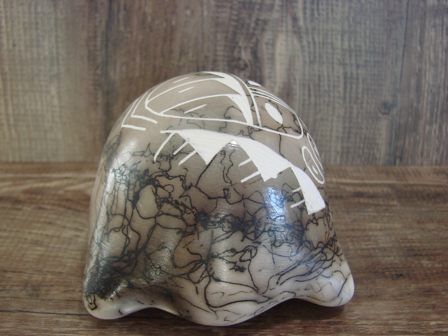 Native American Navajo Indian Pottery Horse Hair Turtle Sculpture by Vail