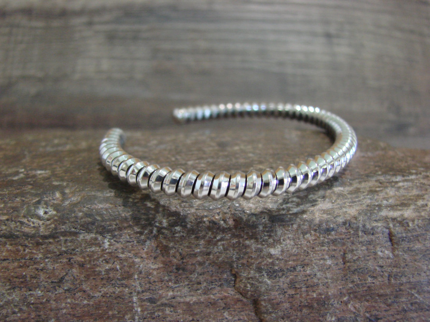 Native American Navajo Twisted Sterling Silver Bracelet by Tahe