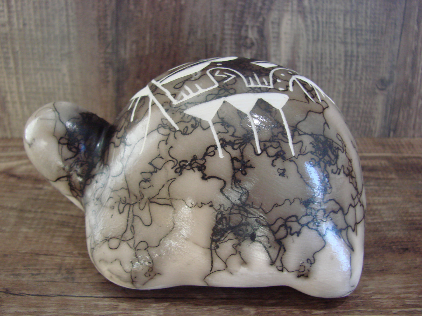 Native American Navajo Indian Pottery Horse Hair Turtle Sculpture by Vail