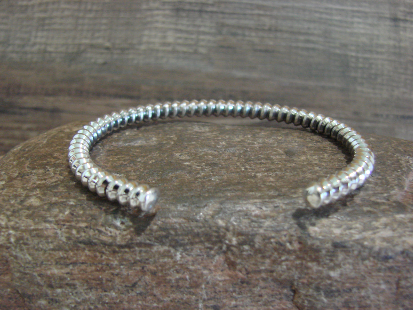 Native American Navajo Twisted Sterling Silver Bracelet by Tahe