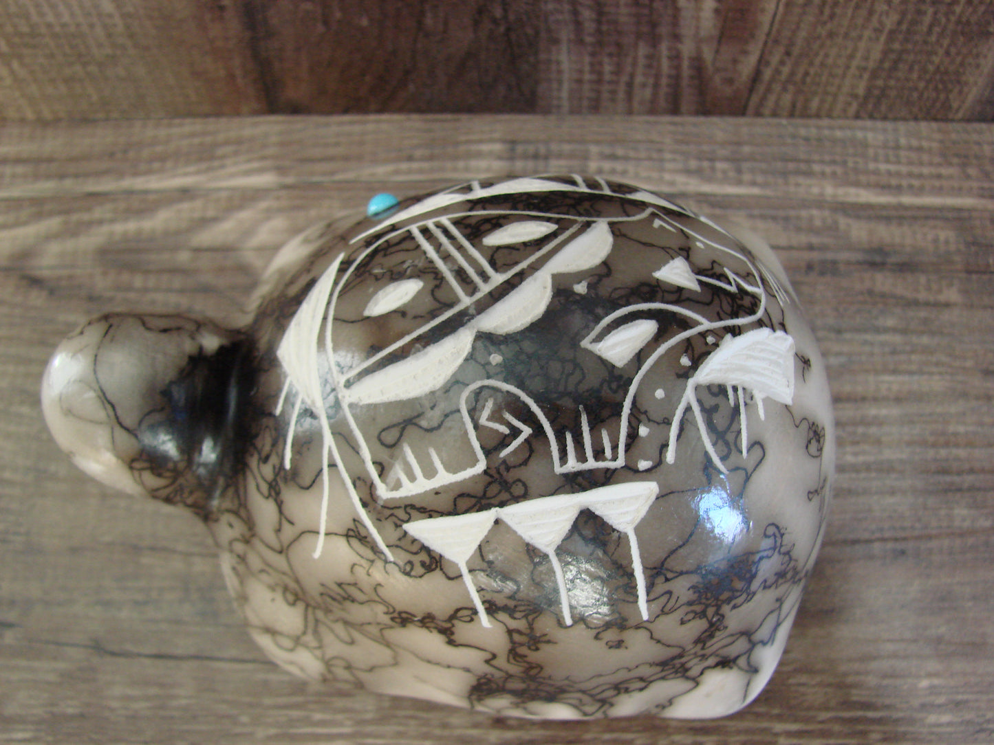 Native American Navajo Indian Pottery Horse Hair Turtle Sculpture by Vail