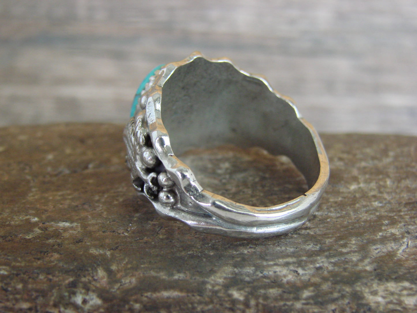 Native American Sterling Silver Turquoise Eagle Ring Size 13 - Morgan