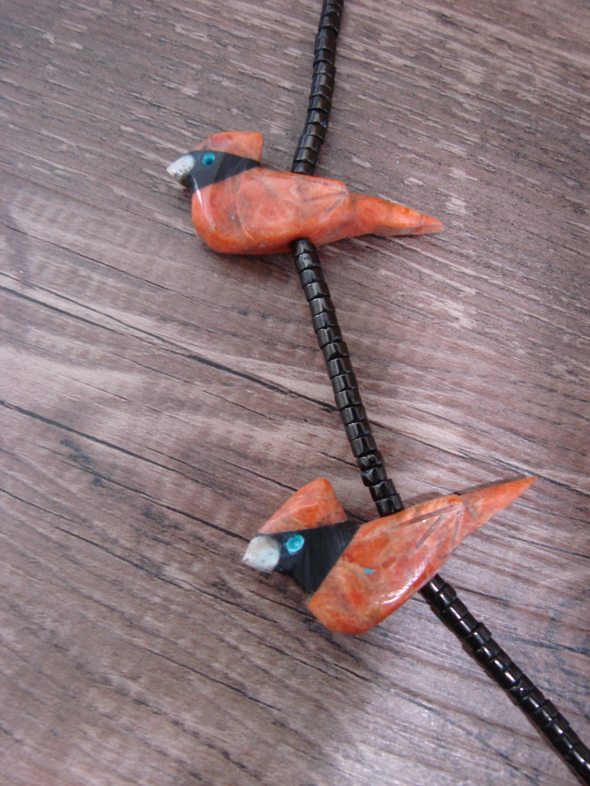 Hand Carved Apple Coral Cardinal Fetish Necklace - Matt Mitchell