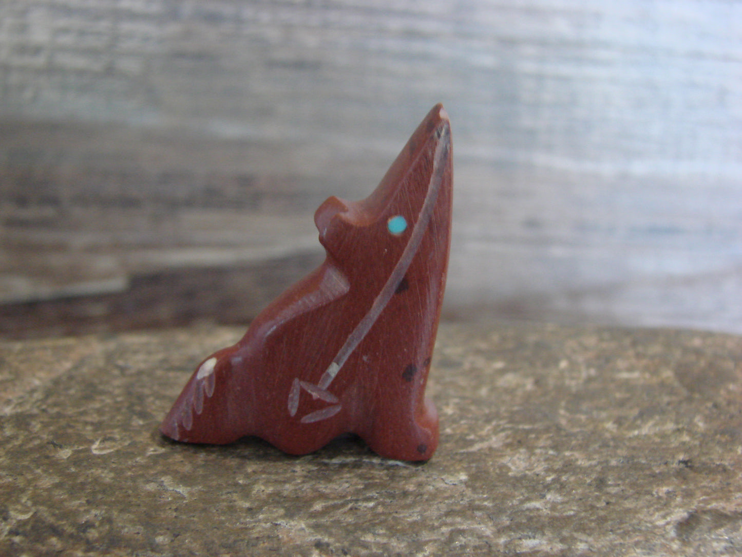 Native American Zuni Indian Hand Carved Pipestone Coyote Fetish - B. Phillips