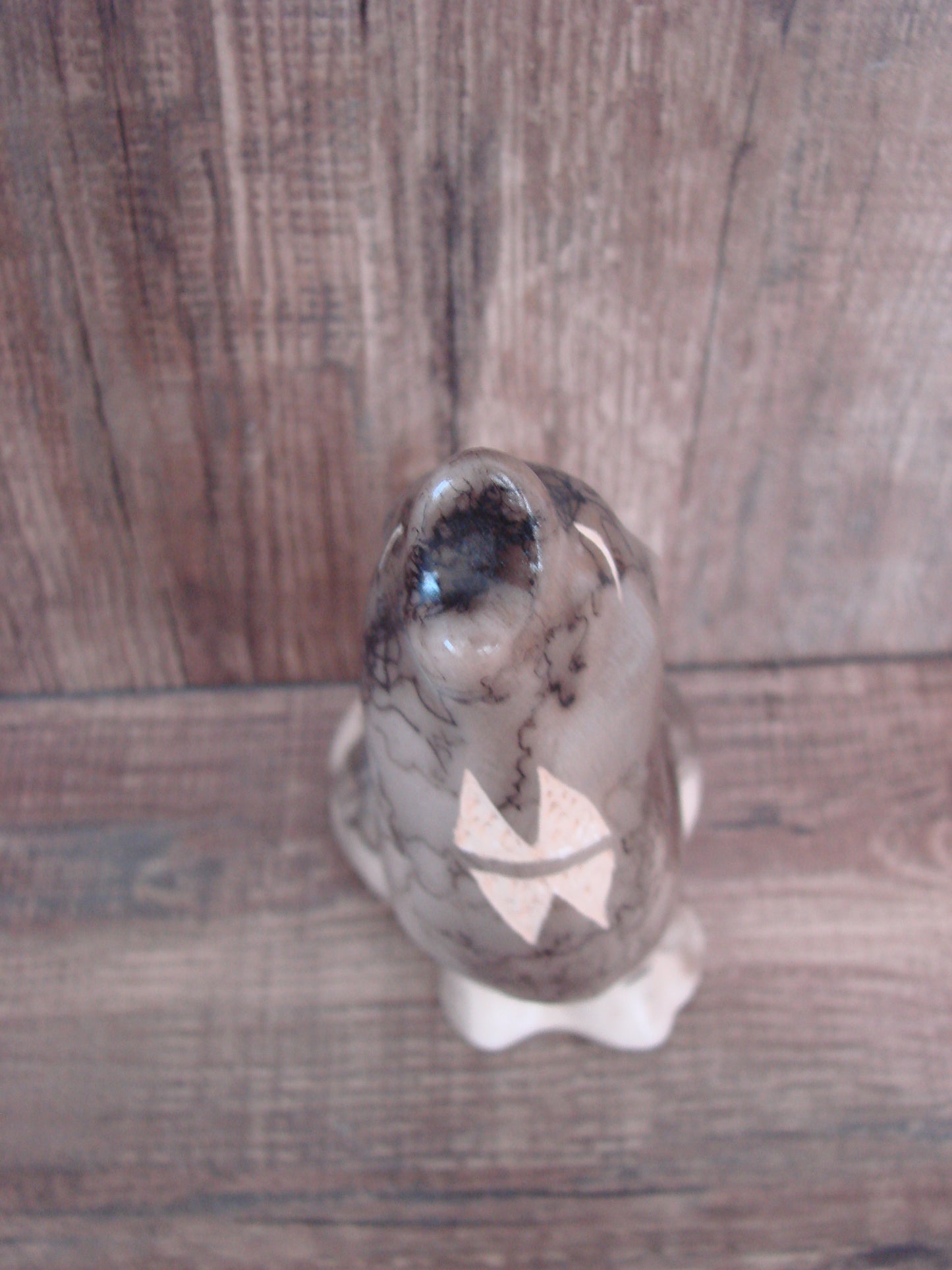 Navajo Pottery Horse Hair Howling Wolf Sculpture by Vail