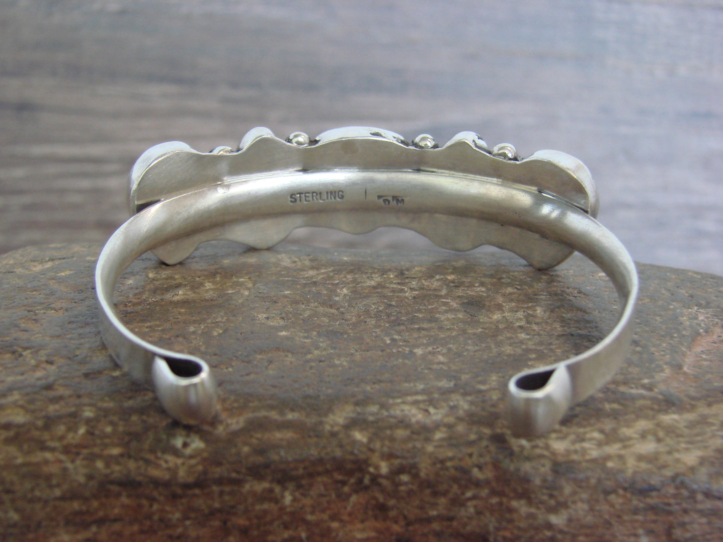 Native American Sterling Silver & Sonoran Turquoise Row Bracelet by Morgan