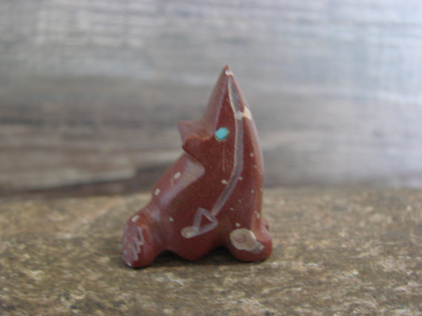 Native American Zuni Indian Hand Carved Pipestone Coyote Fetish - B. Phillips
