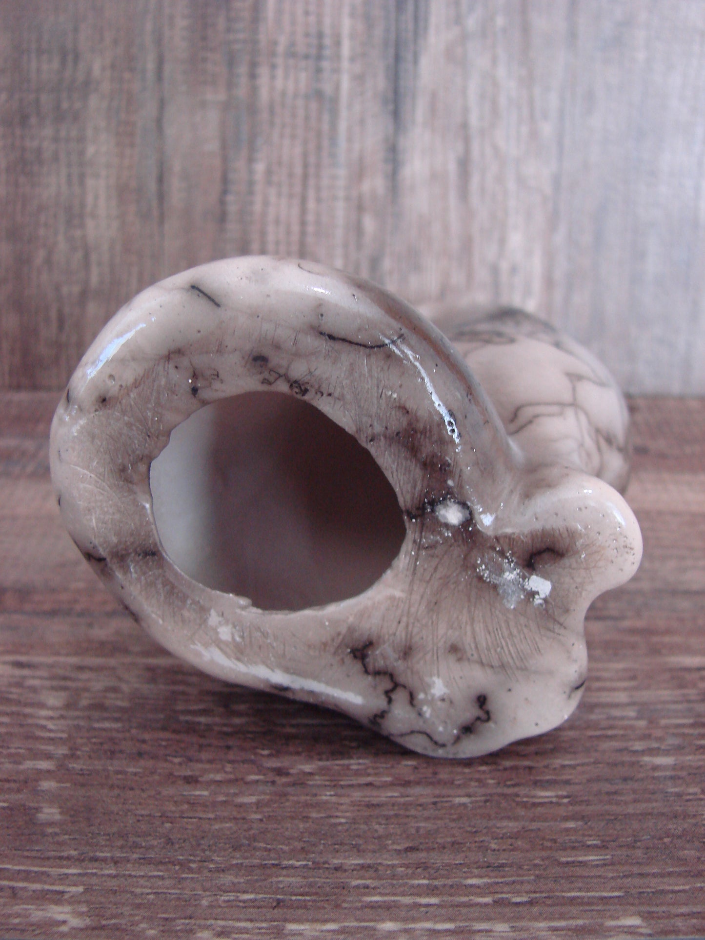 Navajo Pottery Horse Hair Howling Wolf Sculpture by Vail