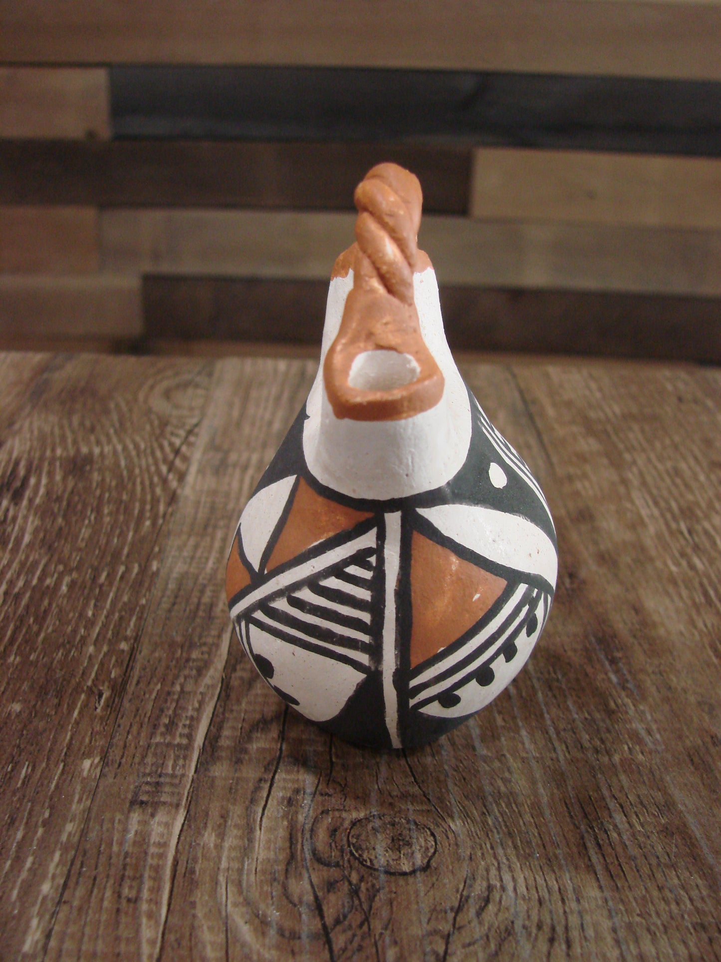 Small Native American Acoma Hand Painted Clay Wedding Vase by Leno