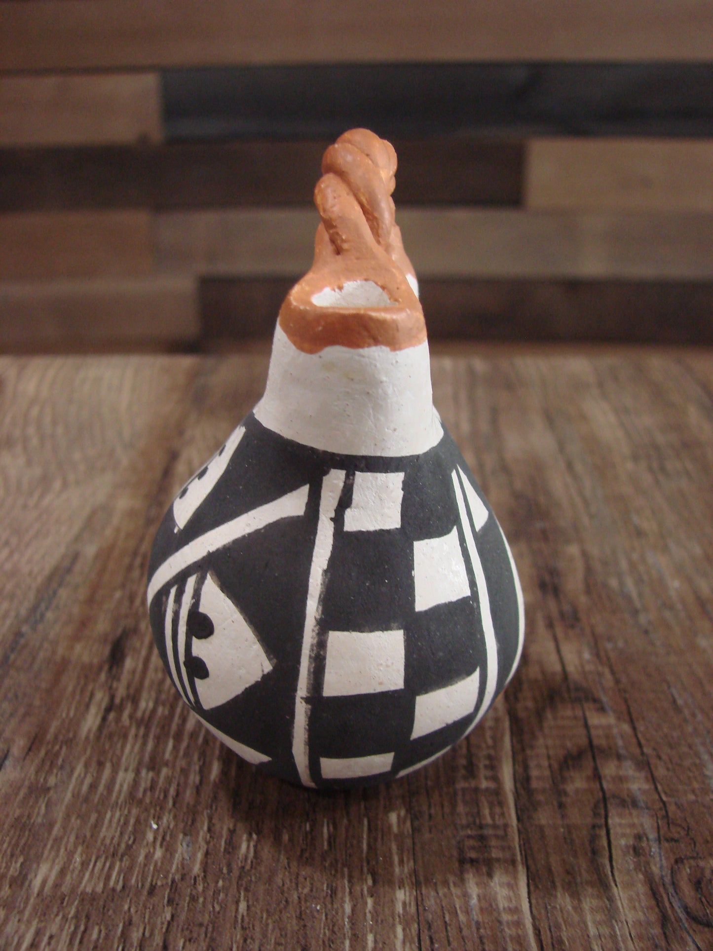 Small Native American Acoma Hand Painted Clay Wedding Vase by Leno