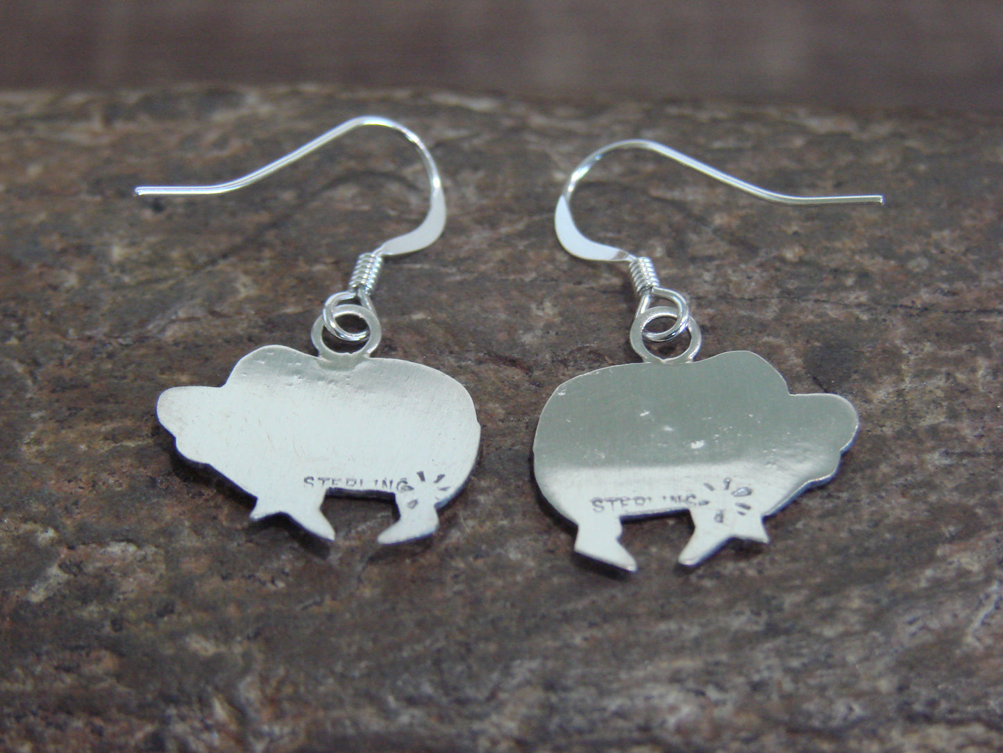 Native American Sterling Silver Buffalo Dangle Earrings by Gene