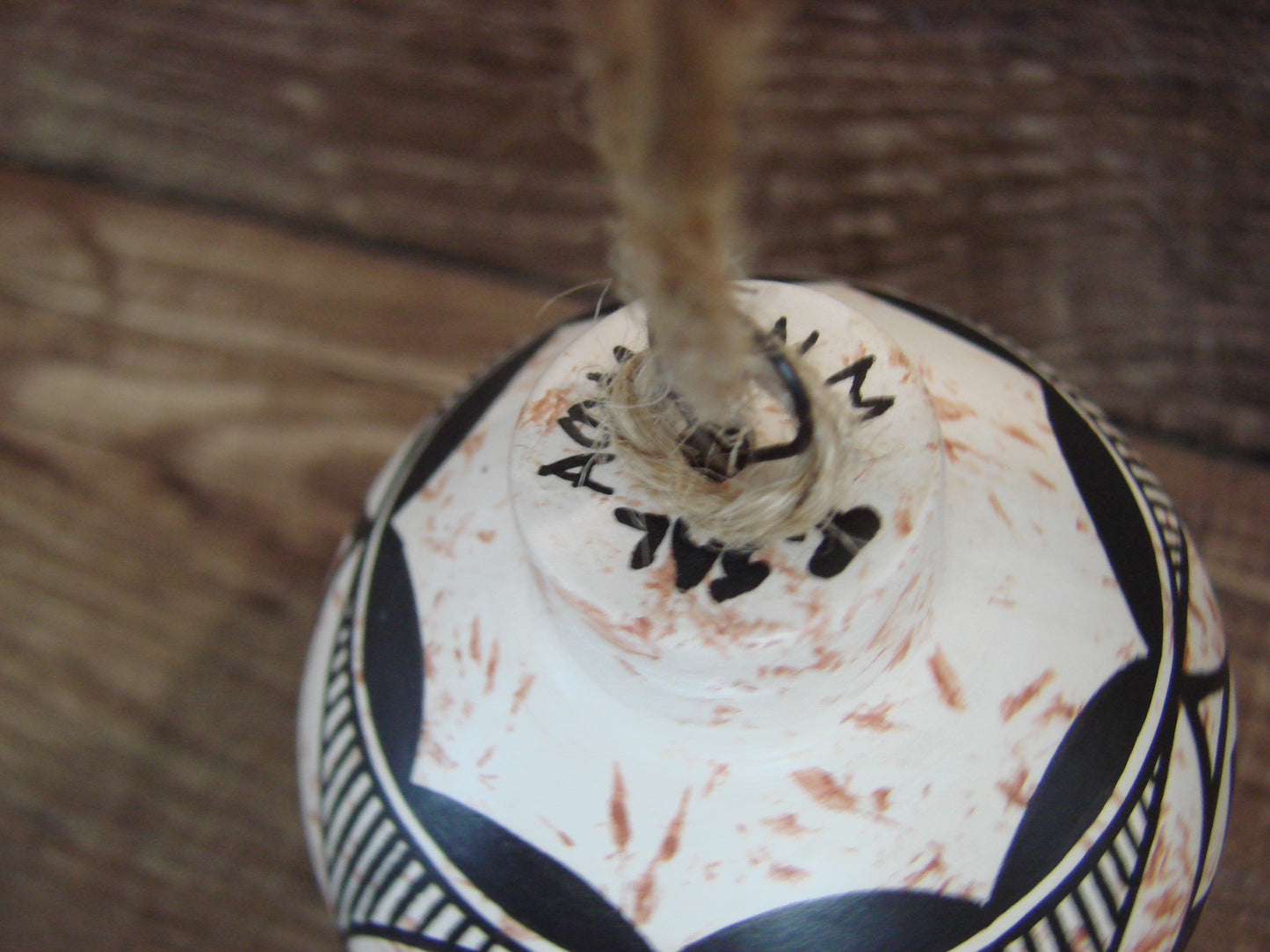 Native American Acoma Indian Hand Painted Fine Line Ornament by T. Sal