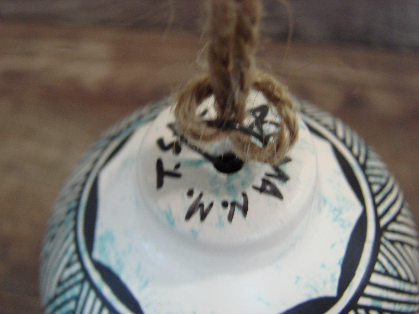 Native American Acoma Indian Hand Painted Fine Line Ornament by T. Sal