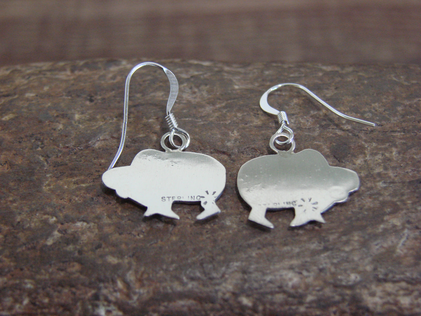 Native American Sterling Silver Buffalo Dangle Earrings by Gene