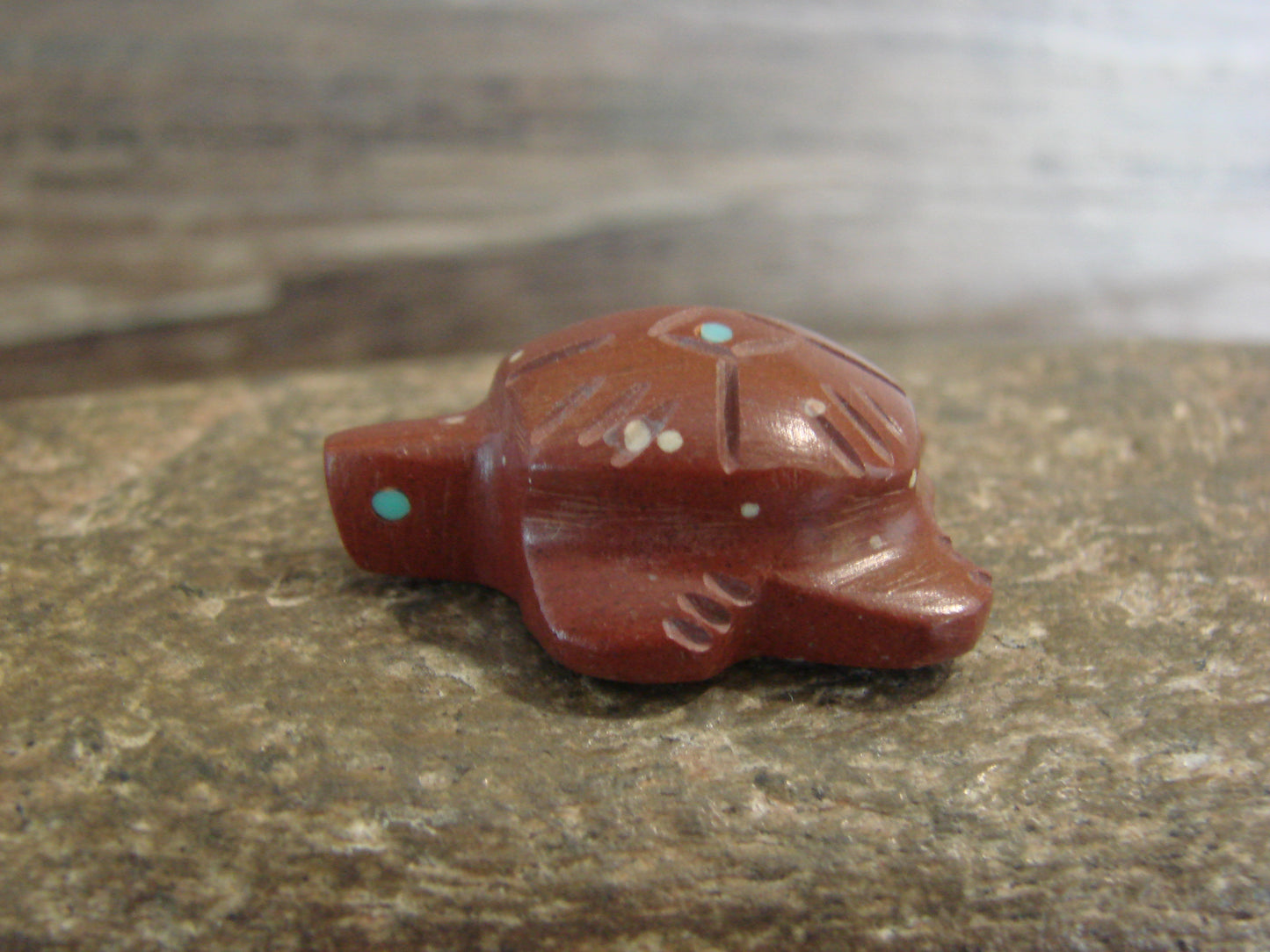 Native American Zuni Indian Hand Carved Pipestone Turtle Fetish - B. Phillips