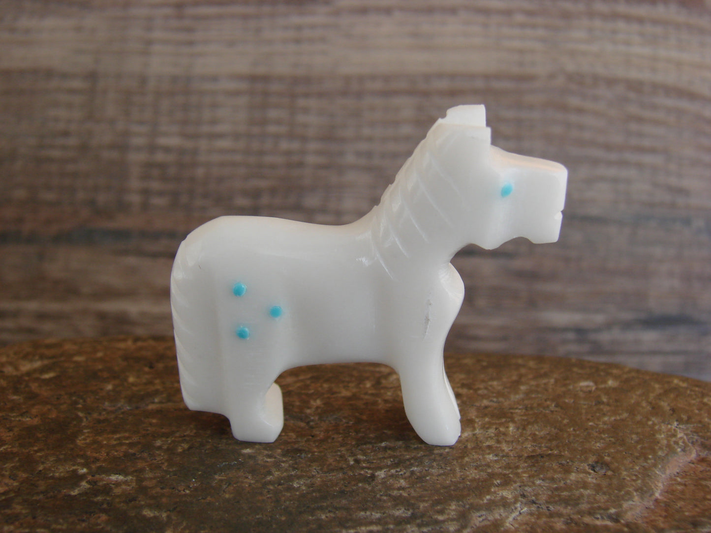 Native American Zuni Indian Hand Carved Horse Marble Fetish by Etsate
