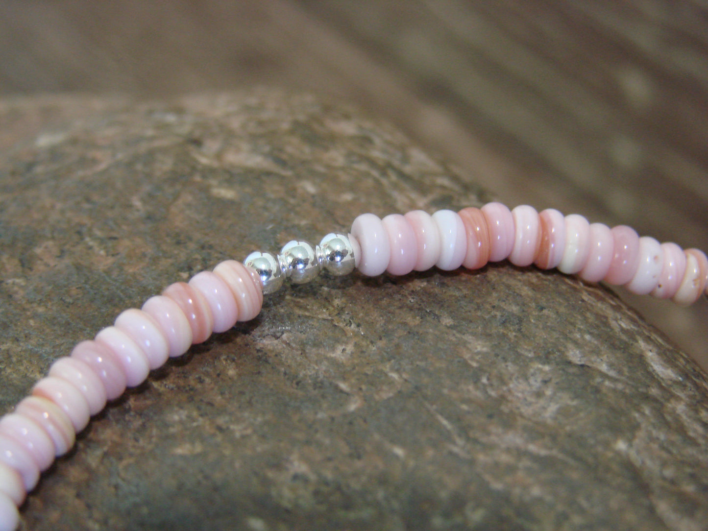 Native American Sterling Silver & Pink Conch Bracelet by Joe
