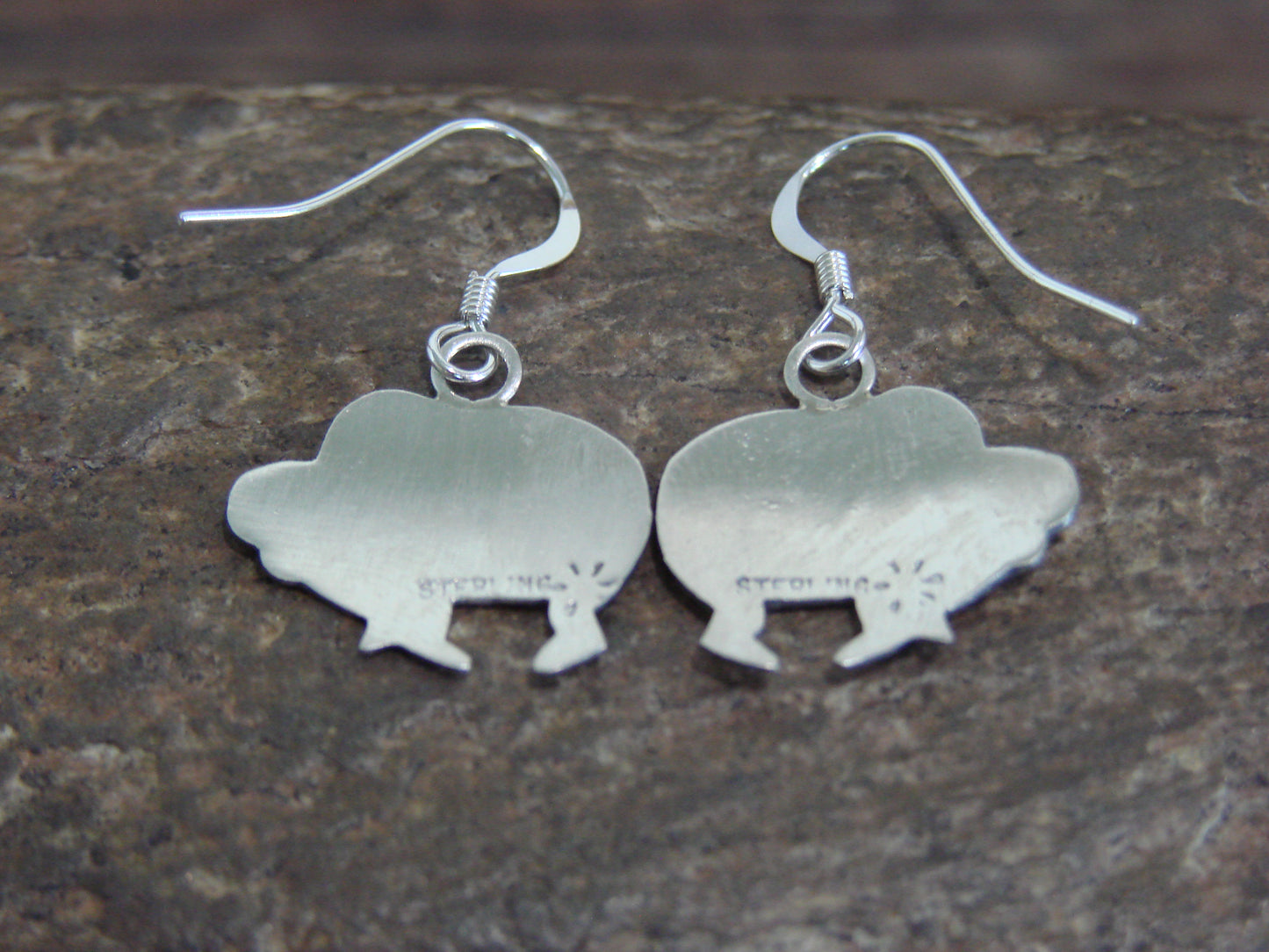 Native American Sterling Silver Buffalo Dangle Earrings by Gene