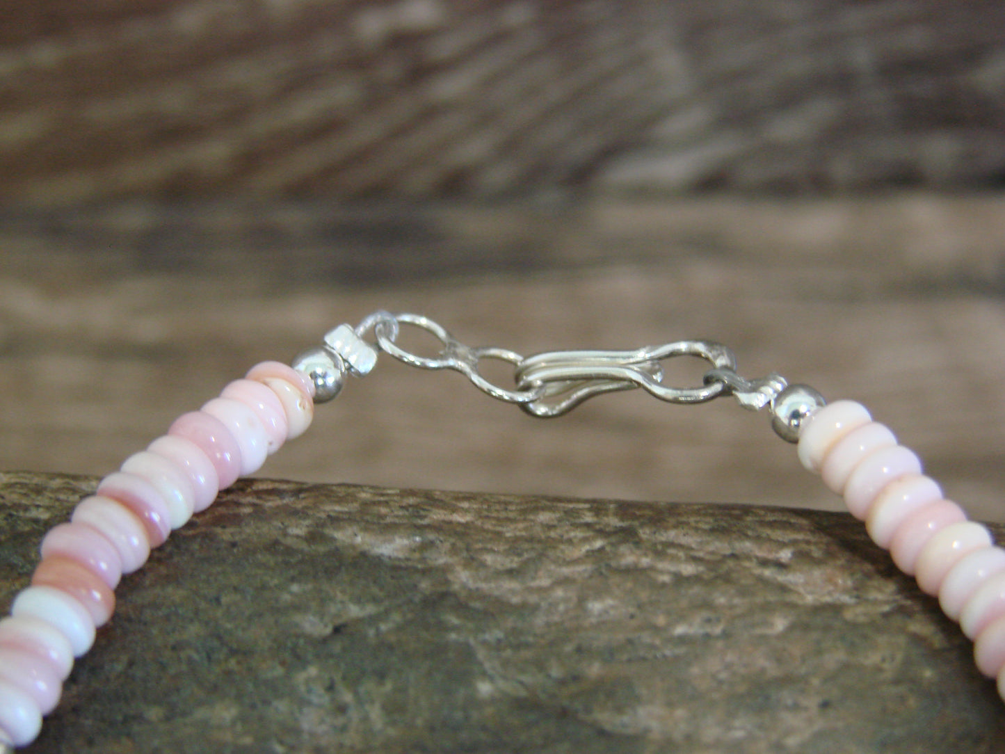 Native American Sterling Silver & Pink Conch Bracelet by Joe