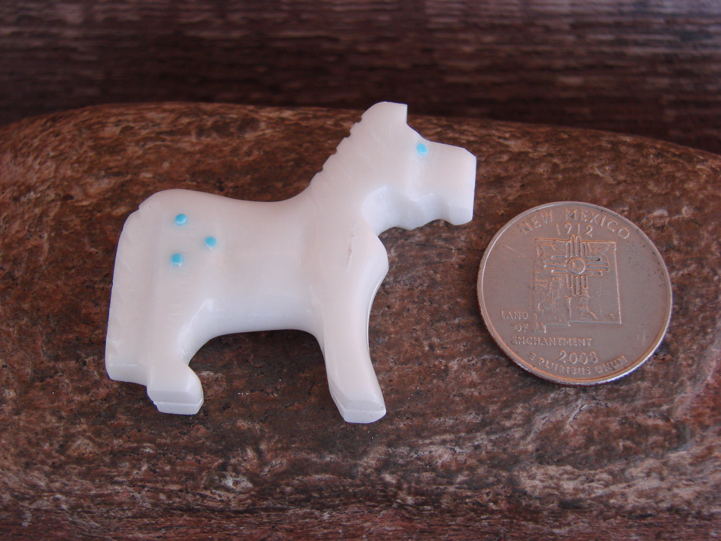 Native American Zuni Indian Hand Carved Horse Marble Fetish by Etsate