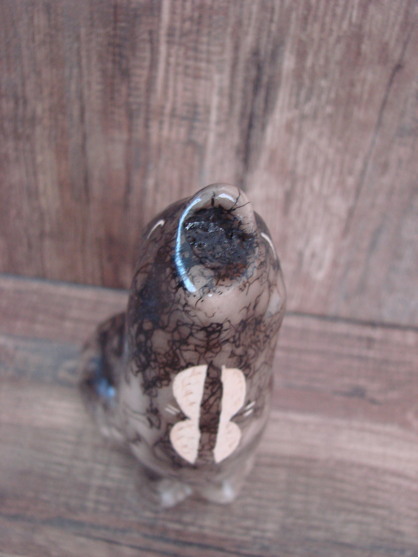 Navajo Pottery Horse Hair Howling Wolf Sculpture by Vail