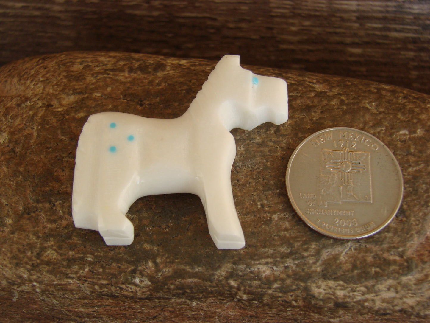 Native American Zuni Indian Hand Carved Horse Marble Fetish by Etsate