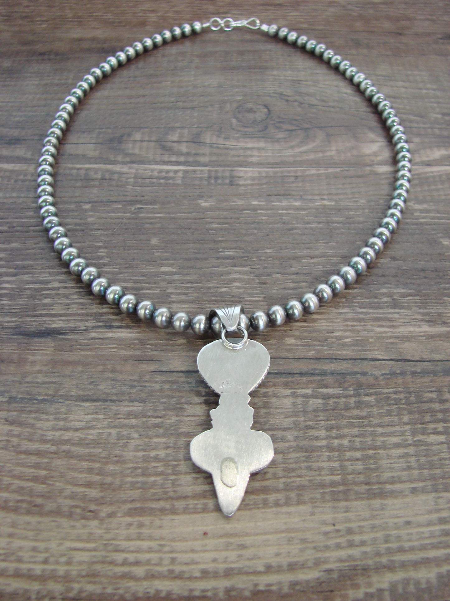 Native American 16" Sterling Silver & Turquoise Navajo Pearl Necklace by McCarthy
