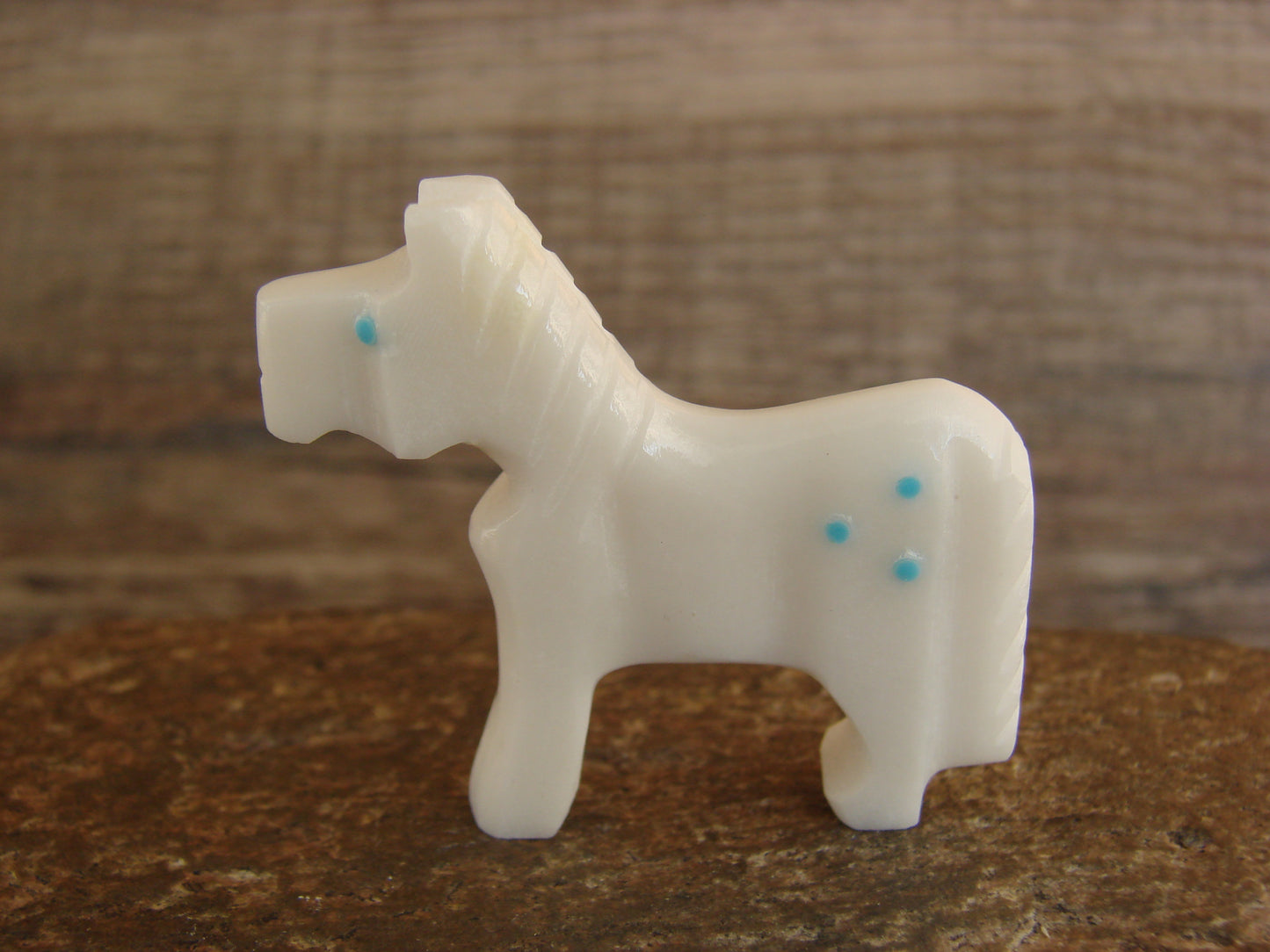 Native American Zuni Indian Hand Carved Horse Marble Fetish by Etsate