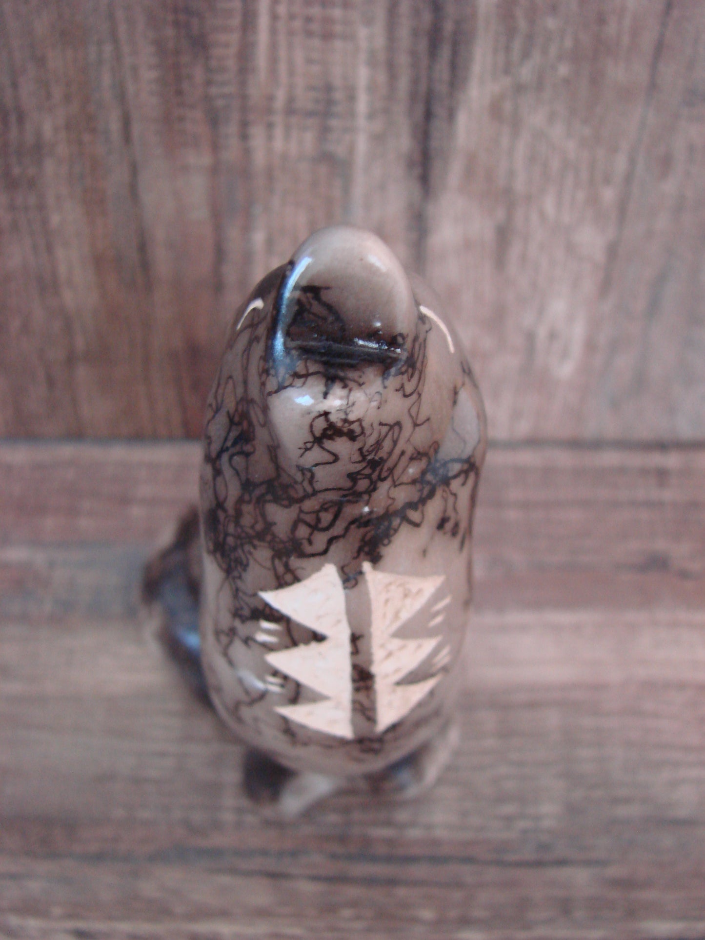 Navajo Pottery Horse Hair Howling Wolf Sculpture by Vail