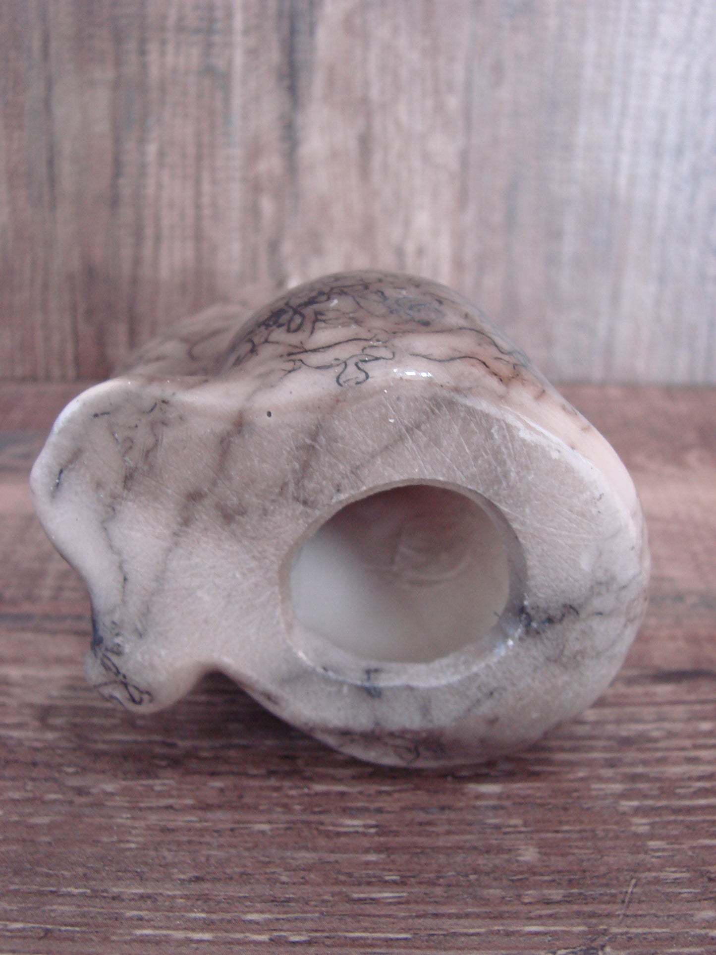 Navajo Pottery Horse Hair Howling Wolf Sculpture by Vail