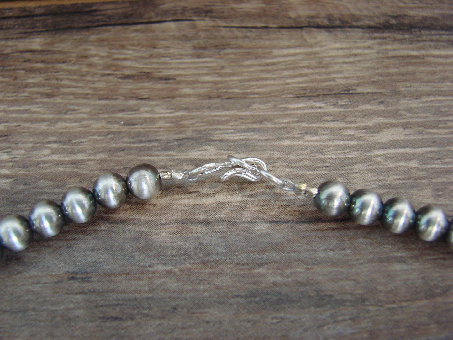 Native American 16" Sterling Silver & Turquoise Navajo Pearl Necklace by McCarthy