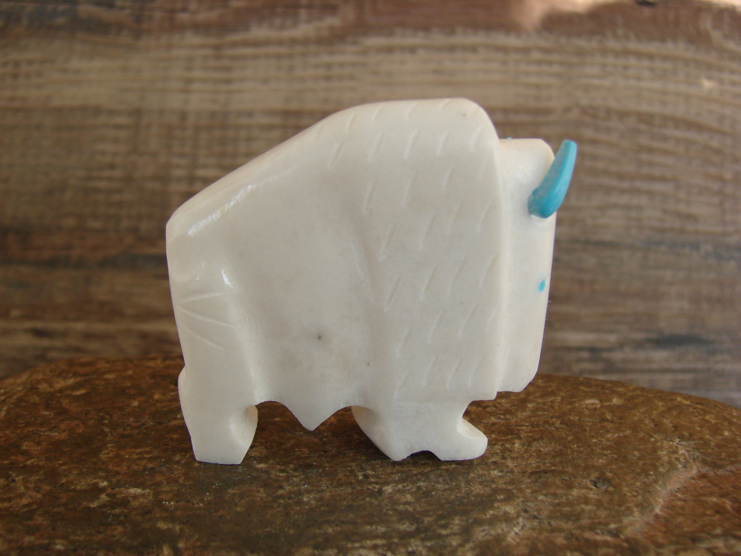 Native American Zuni Indian Hand Carved Buffalo Marble Fetish by Etsate