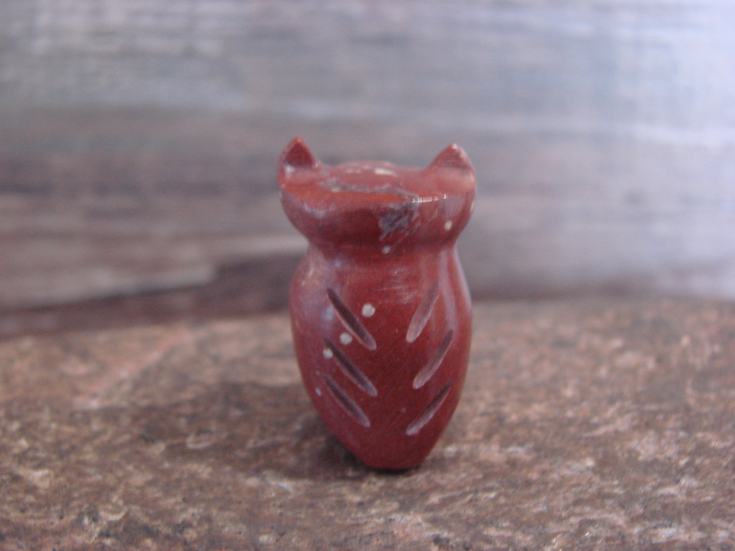 Native American Zuni Indian Hand Carved Pipestone Owl Fetish - B. Phillips