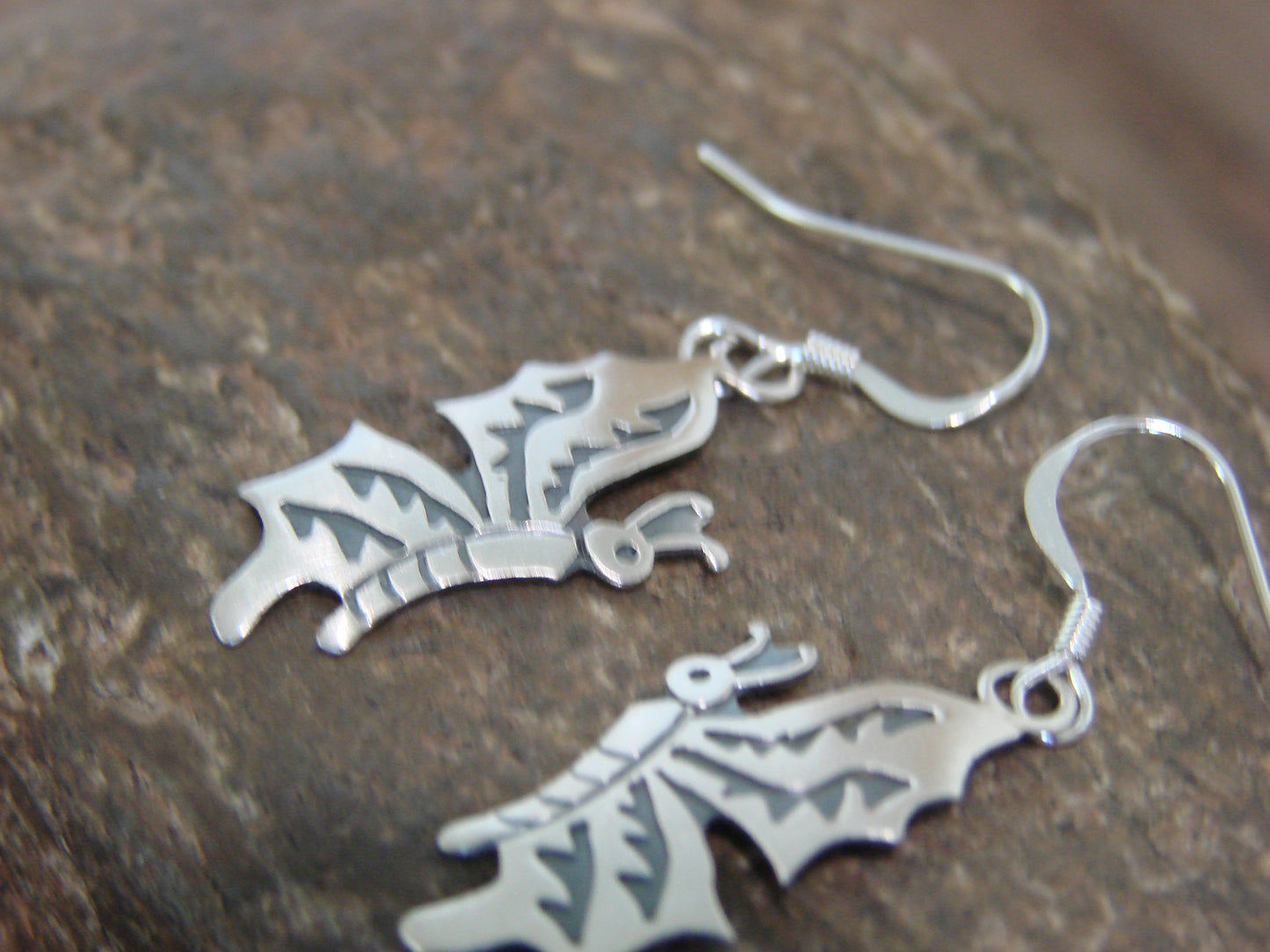 Native American Sterling Silver Butterfly Dangle Earrings by Gene