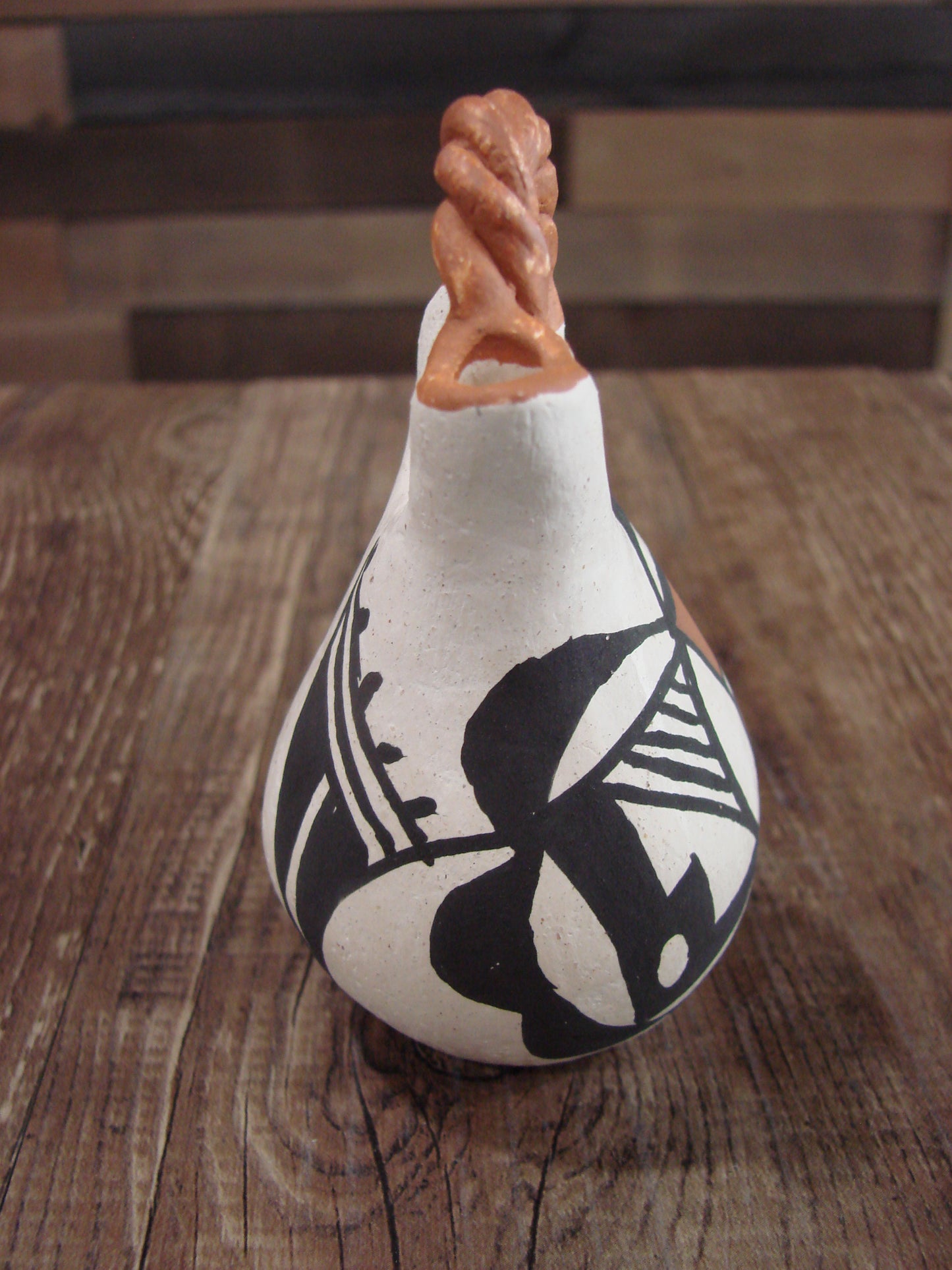 Small Native American Acoma Hand Painted Clay Wedding Vase by Leno